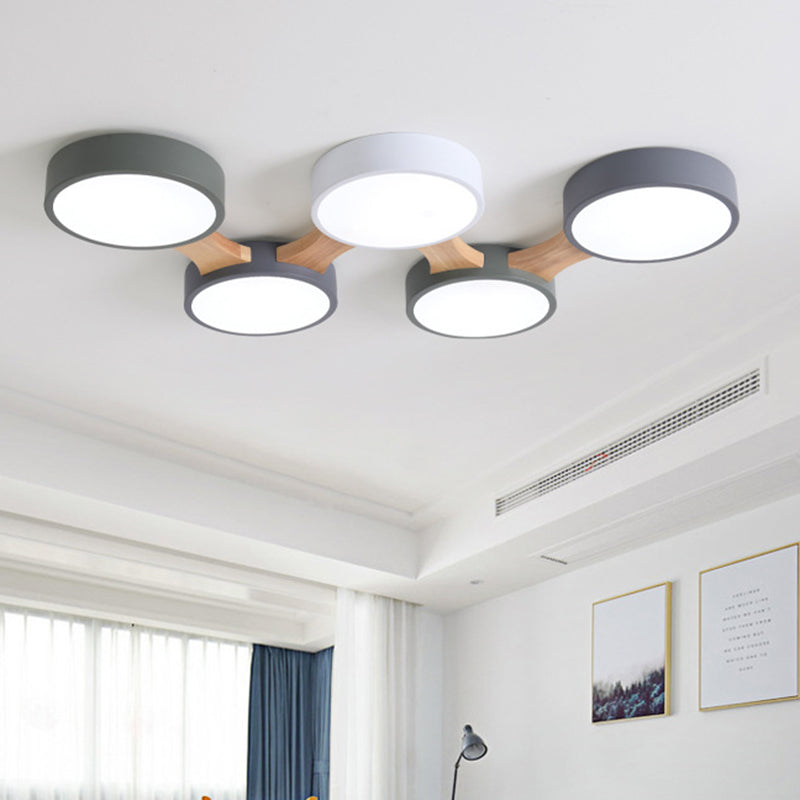 Minimalistyczna oprawa sufitowa LED - drewniana do montażu podtynkowego do sypialni i jadalni