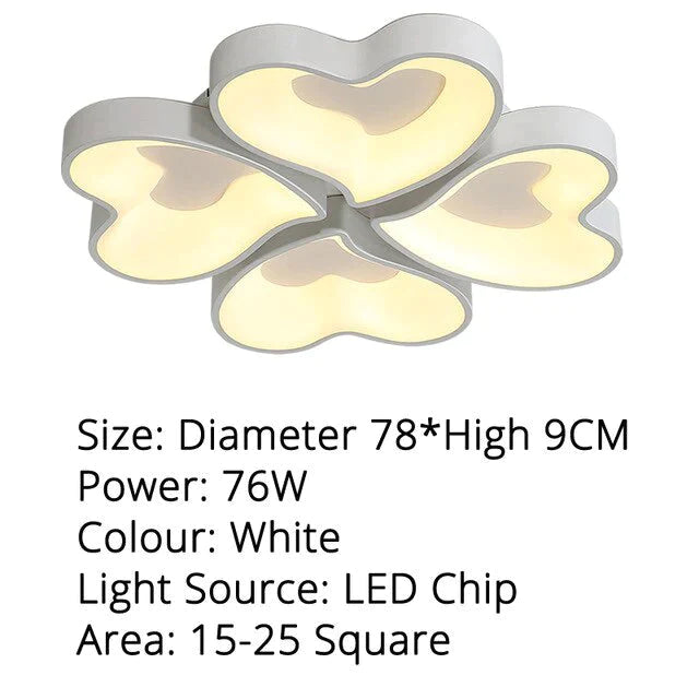 Plafoniere moderne a LED a forma di cuore per soggiorno, camera da letto, illuminazione interna, lampada da soffitto, telecomando, Dimmin