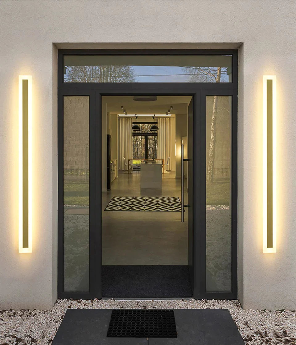 Außenbeleuchtung, hohe LED-Wandleuchte, IP65, wasserdicht, Aluminium, dimmbar, goldfarben, Garten-/Veranda-Wandleuchte, 110–220 V, Straßenleuchte