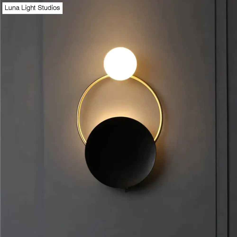 Post-modern Personality Circle Copper Wall Lamp Creative Living Room Bedroom Hallway Hallroom Villa Light Luxury Art Wall