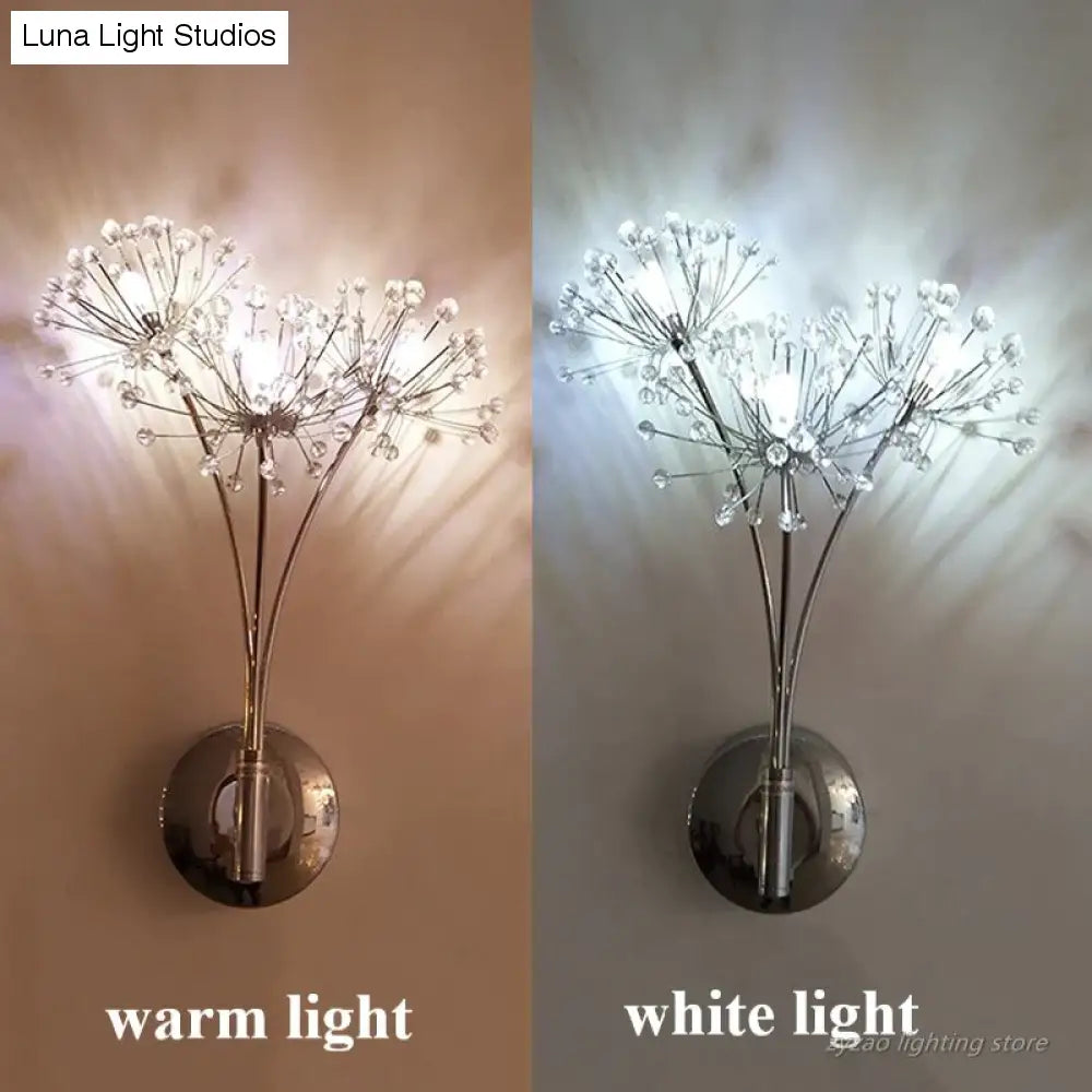 Nordic Creatieve Kristallen Bloem Paardebloem Wandlampen voor Badkamer Slaapkamer Bedlampje Woonkamer