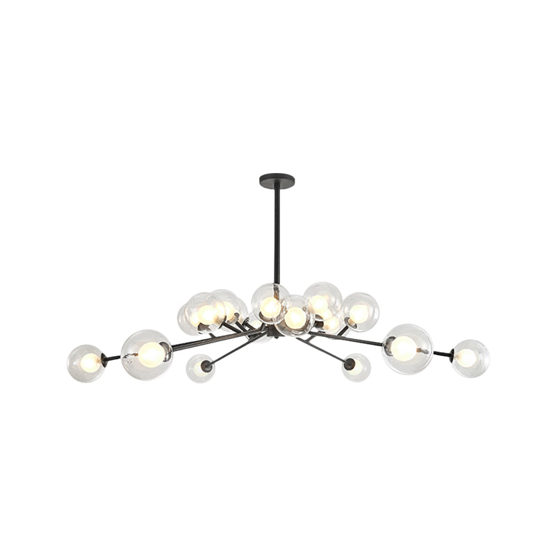 Modern Large Chandelier: 15/18 Lights, Restaurant Hotel Branch, Metal, Black/Gold Hanging Lamp