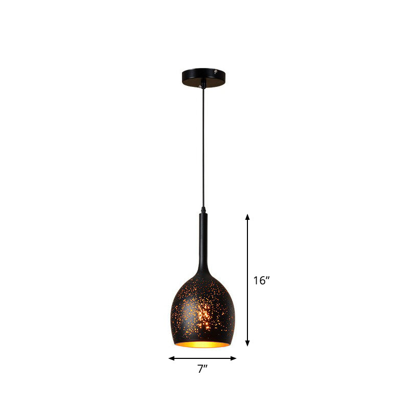 Ausgehöhlte Metall-Pendelleuchte, Retro-Hängeleuchte mit 1 Licht und schwarzem Finish für Restaurants