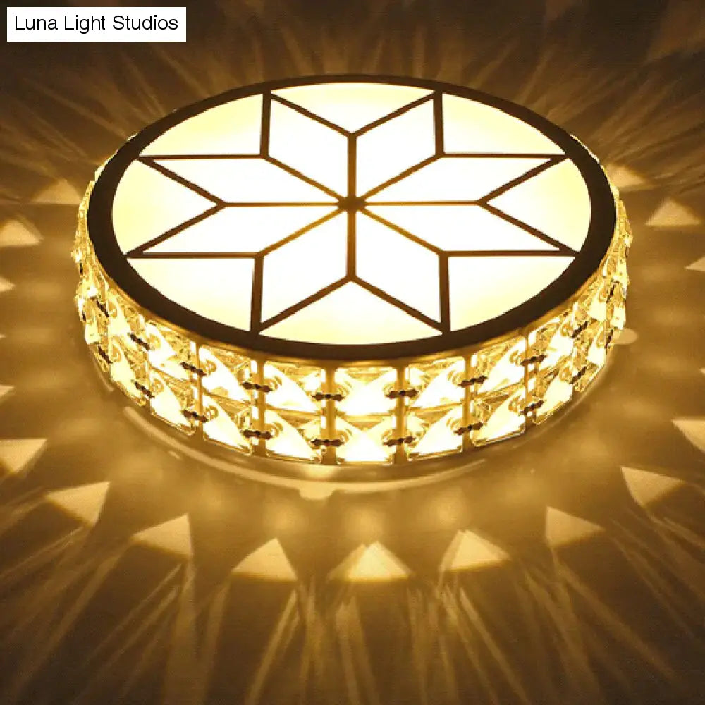 Modern Metal Crystal Ceiling Lamp For Hallway Dinning Room  6W/12W Glass Lampshade Round Aisle Lighting