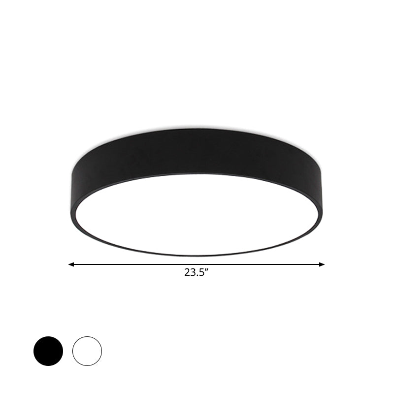 Minimalist Black/White Round Flush Mount LED Ceiling Light - 16