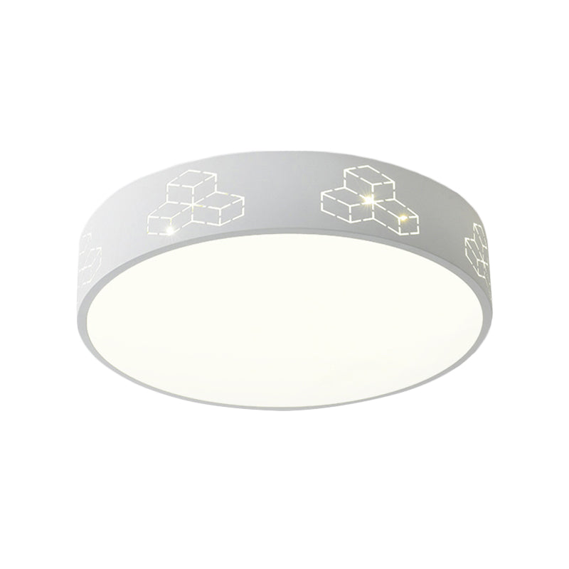 Lámpara de techo LED empotrada con pantalla de hierro recortada para habitación de niños, diseño de luna, estrella, cubo, elefante en rosa, blanco y azul