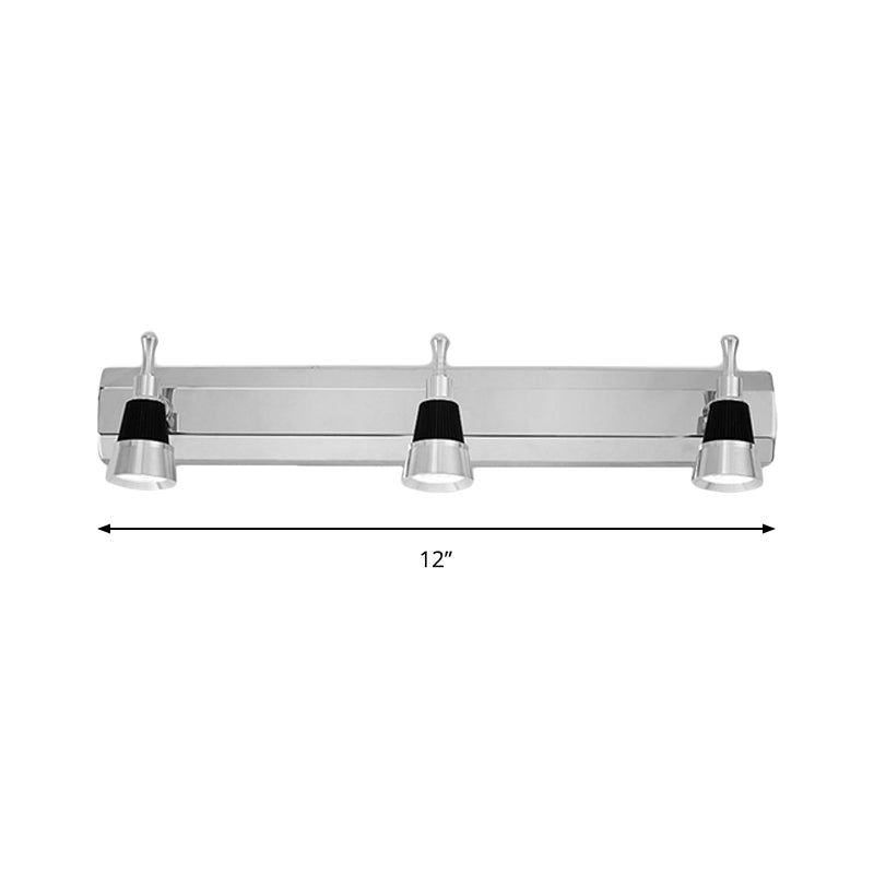 Lámpara de tocador cónica modernista: lámpara de pared para baño de 2/3 luces en aluminio con iluminación blanca cálida
