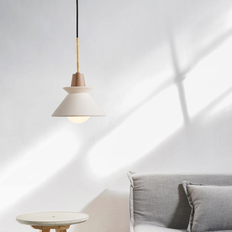 Schüsselschirm-Deckenleuchte Simplicity Cement Einzel-Hängeleuchte für Esszimmer in Weiß