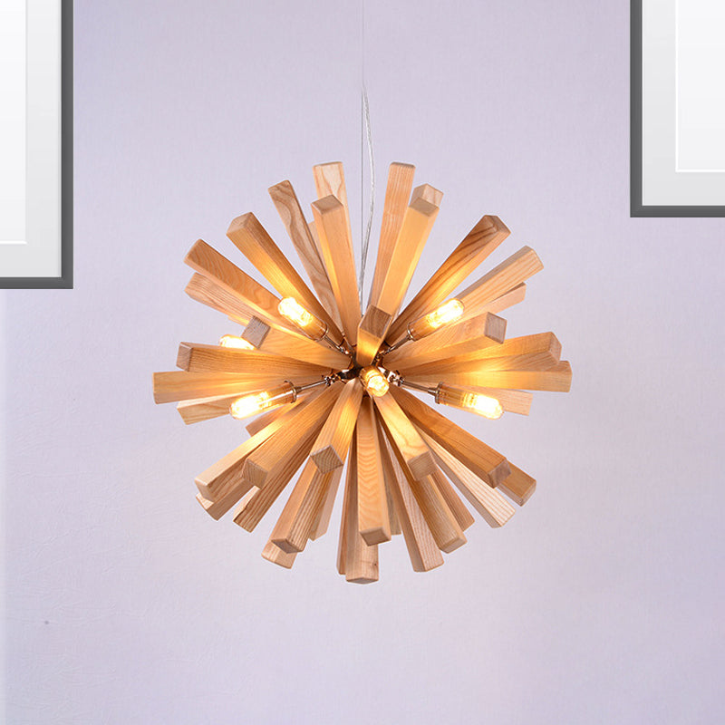Lámpara colgante Starburst, lámpara colgante de madera modernista de 14 