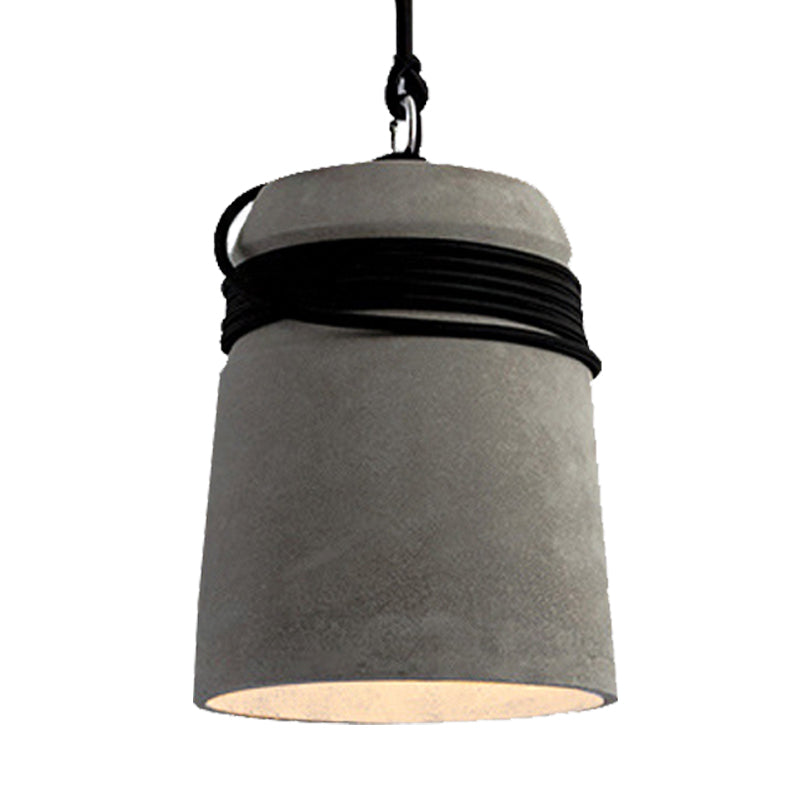 Lampada a sospensione con finitura in cemento stile industriale nero/grigio/beige con corda