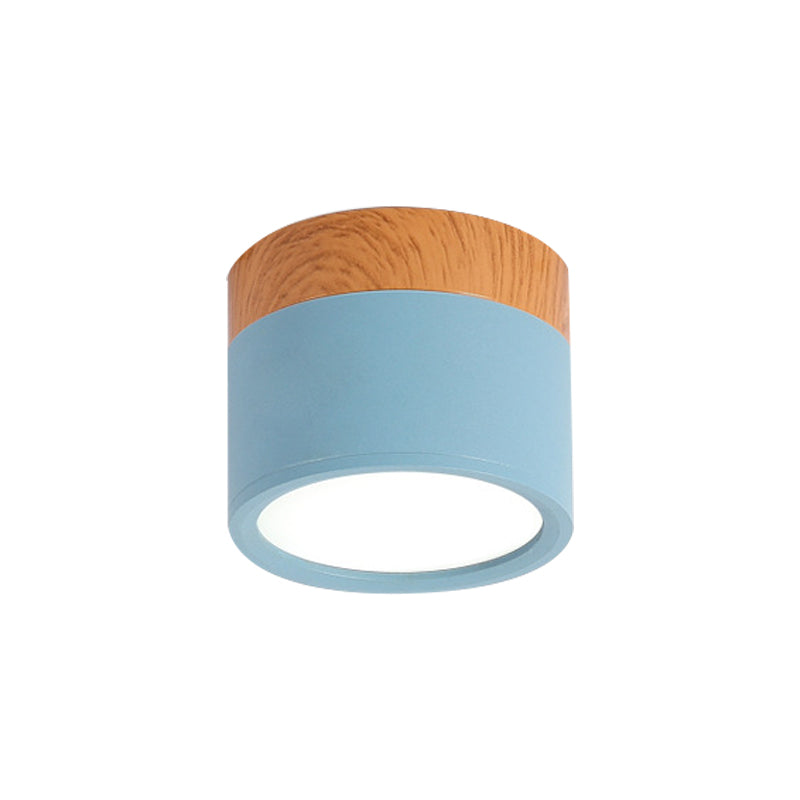 Piccola plafoniera da incasso in metallo Macaron per bar cucina - Giallo/Blu/Nero e legno