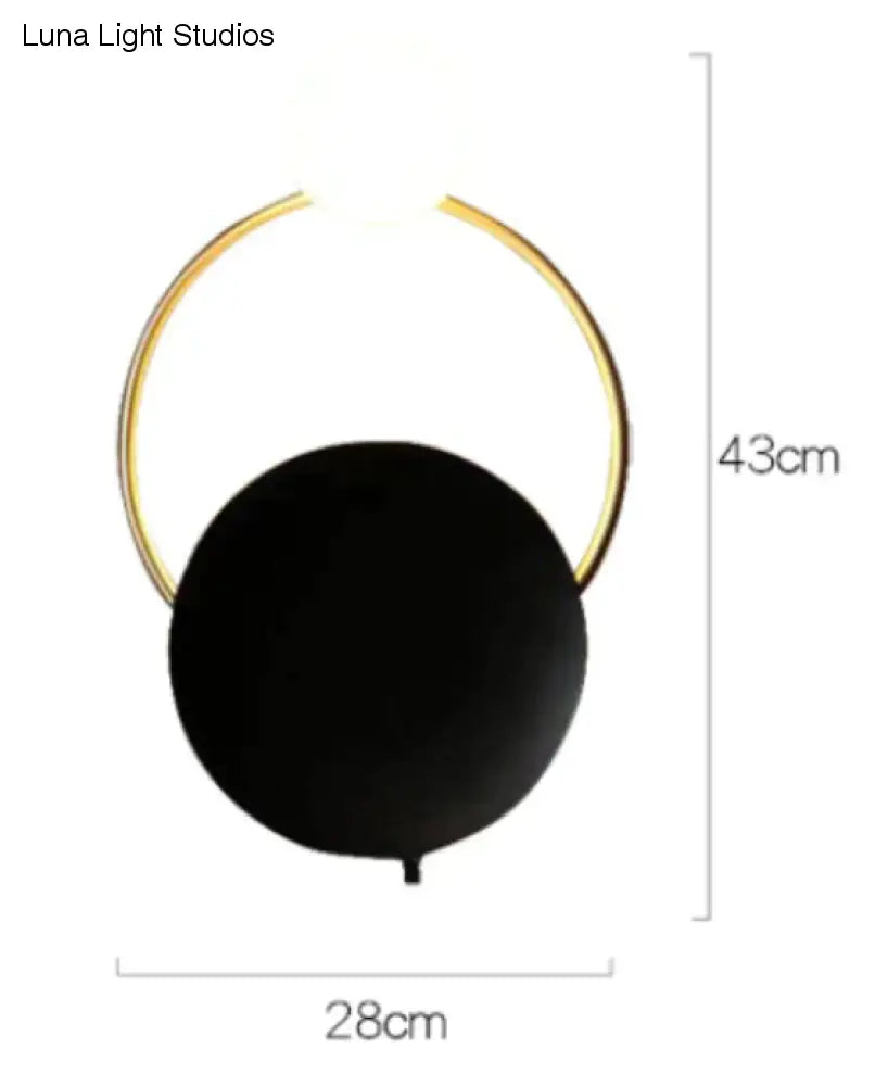 Post-modern Personality Circle Copper Wall Lamp Creative Living Room Bedroom Hallway Hallroom Villa Light Luxury Art Wall