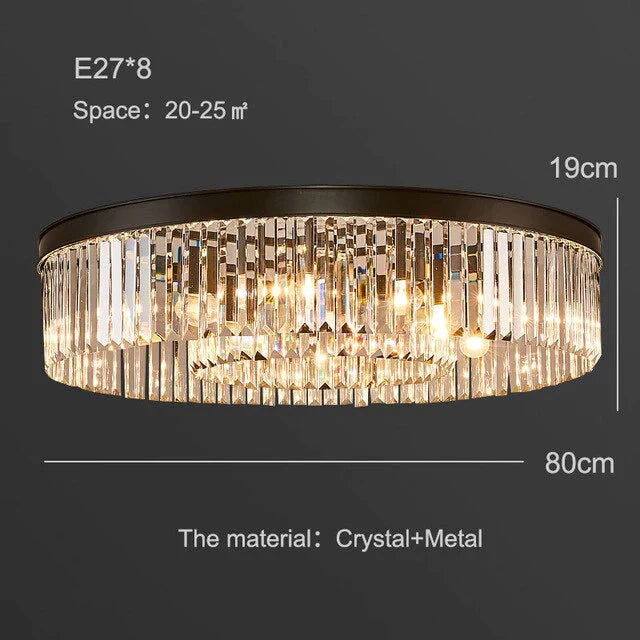 Nowoczesna kryształowa lampa sufitowa Living Crystal lampa sufitowa sypialnia klasyczne okrągłe lampy sufitowe czarna podstawa oprawy Led jadalnia