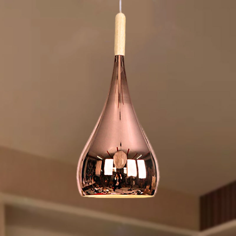 Tropfenförmige Hängeleuchte, moderne Deckenleuchte aus verchromtem/roségoldfarbenem Metall für die Küche