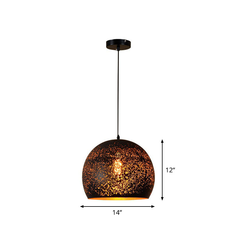 Ausgehöhlte Metall-Pendelleuchte, Retro-Hängeleuchte mit 1 Licht und schwarzem Finish für Restaurants