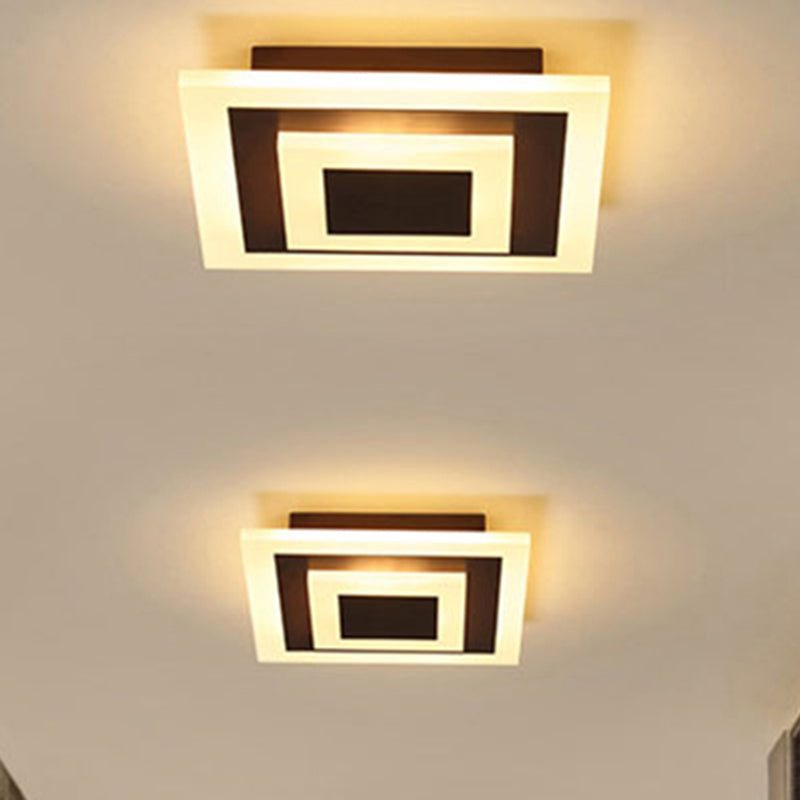Moderne quadratische LED-Deckenleuchte aus Acryl zur Deckenmontage – stilvolle Lampe für Flure und Küchen, Kaffee und Weiß