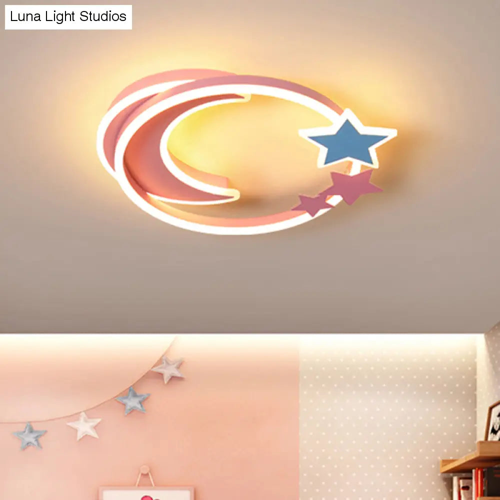 Cartoon-Halbmond- und Stern-Unterputz-LED-Deckenleuchte für Kinderzimmer