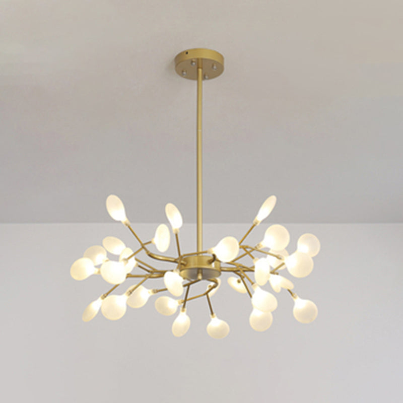 Metallischer Zweig-Kronleuchter, schlichte LED-Pendelleuchte für Wohnzimmer