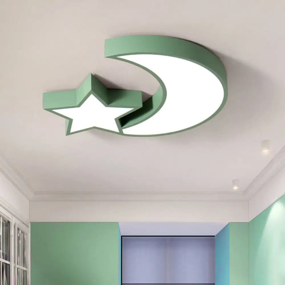 Ein himmlischer Glanz für Kinder: LED-Unterputz-Deckenleuchte aus Acryl mit Stern und Mond