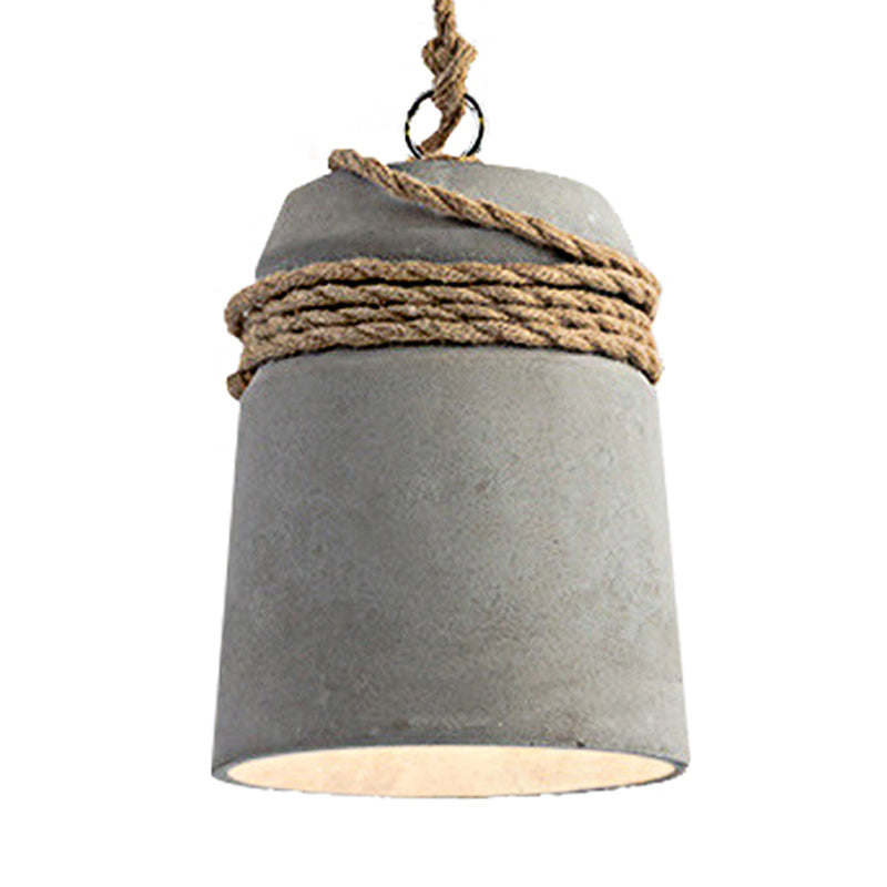 Lampada a sospensione con finitura in cemento stile industriale nero/grigio/beige con corda