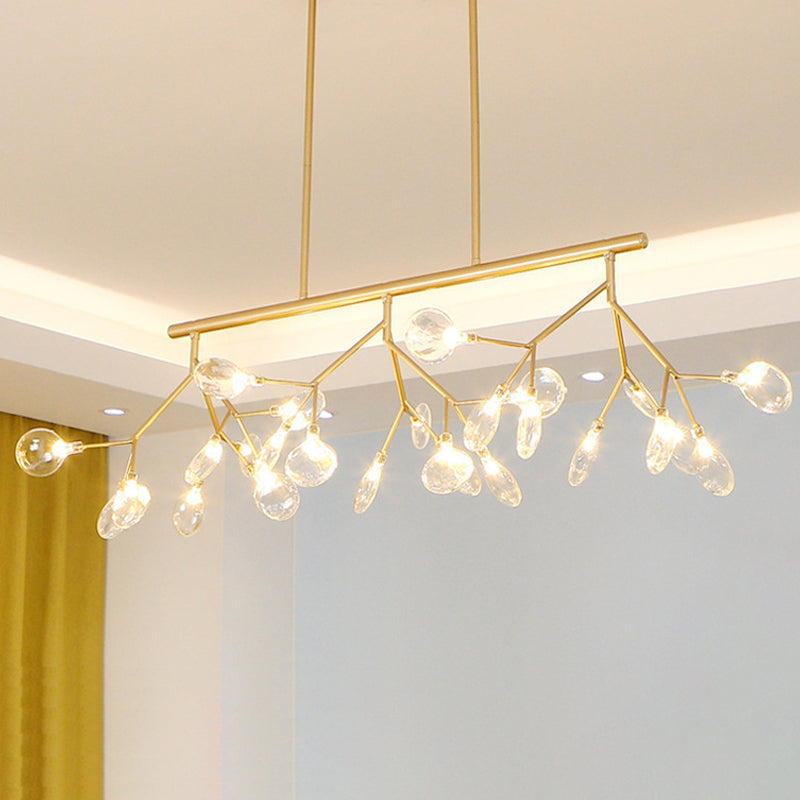 Modern Bubble Chandelier with Clear Glass, 27 Heads, Black/Gold - Dining Room Hanging Light Kit