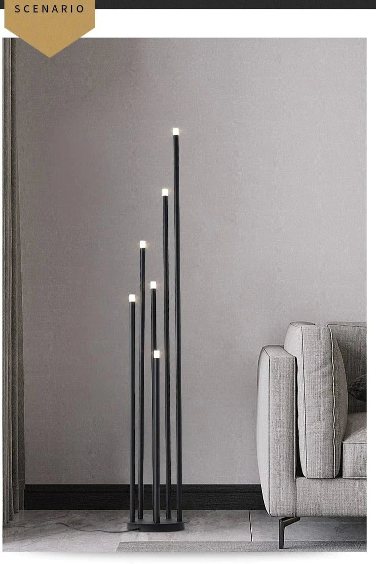 Moderne simple personnalité noir multi-tête lampadaire LED branche lampe sur pied salon lampe de lecture chambre chevet lampadaire