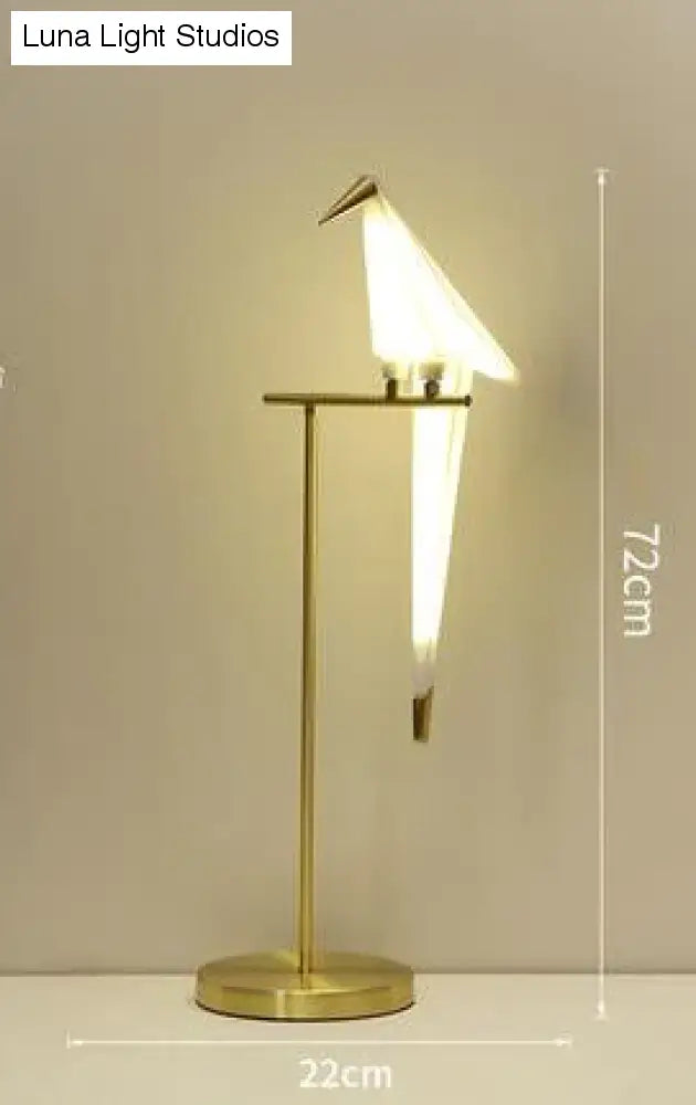 Lámpara de pie de pájaro nórdico, creativas lámparas de pie acrílicas de mil grullas de papel para sala de estar, dormitorio, decoración del hogar, lámpara de pie dorada