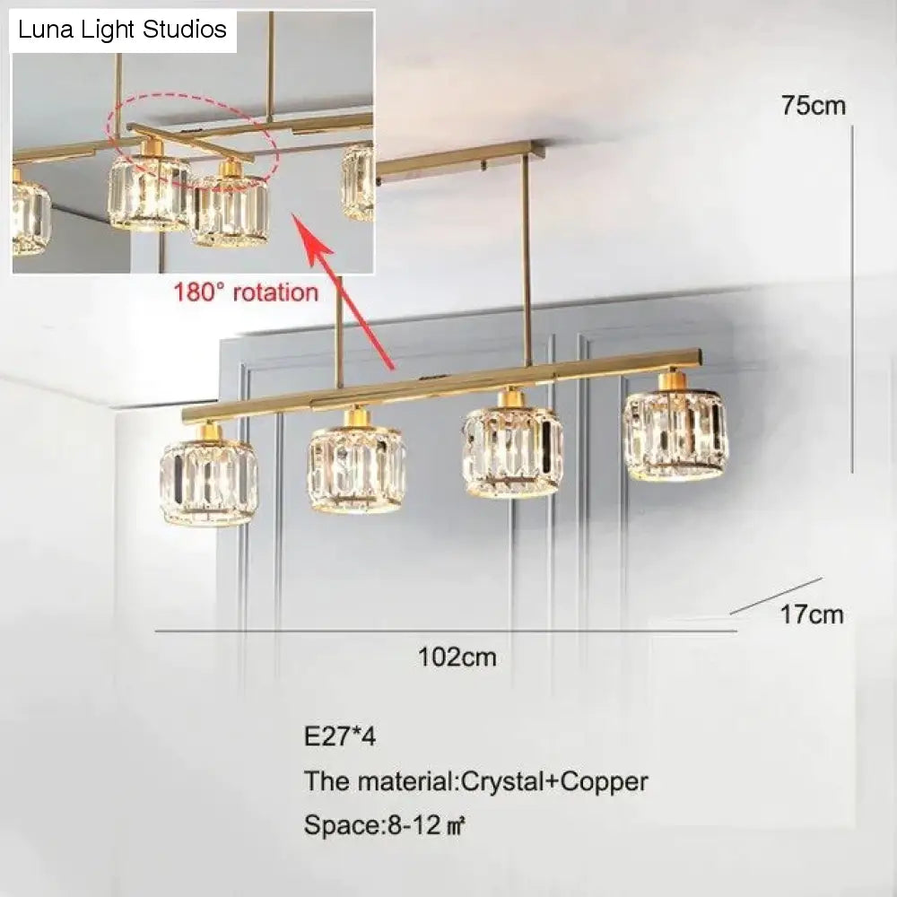 Luces de techo de cristal para dormitorio, lámpara de cobre de diseño moderno, lámpara Led para comedor, lámpara de techo para cocina, Lustre de cristal para sala de estar