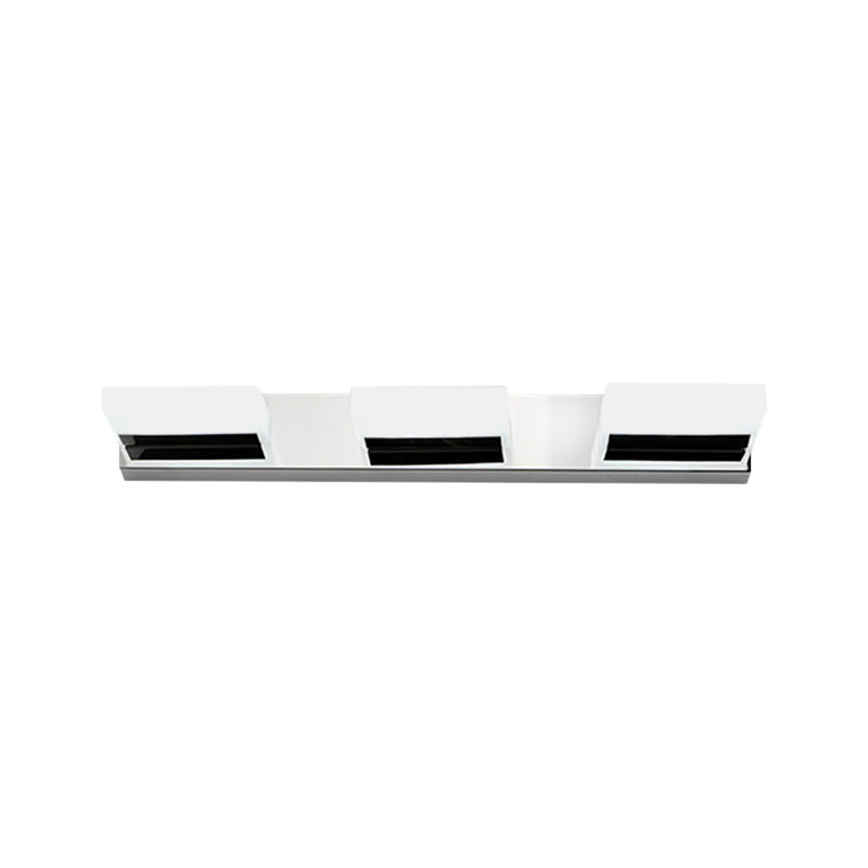 Aplique de pared cromado con pantalla acrílica de ladrillo para tocador de baño: elija entre 2/3/5 luces blancas cálidas