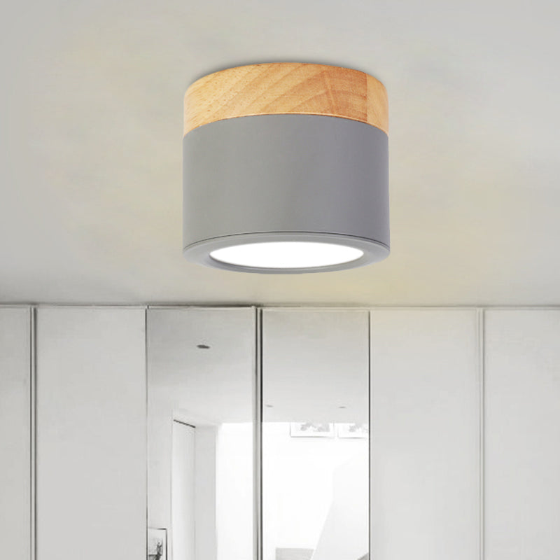 Plafoniera rotonda da incasso in acrilico Macaron Loft per corridoio bagno - Lampada piccola verde/grigio/bianco