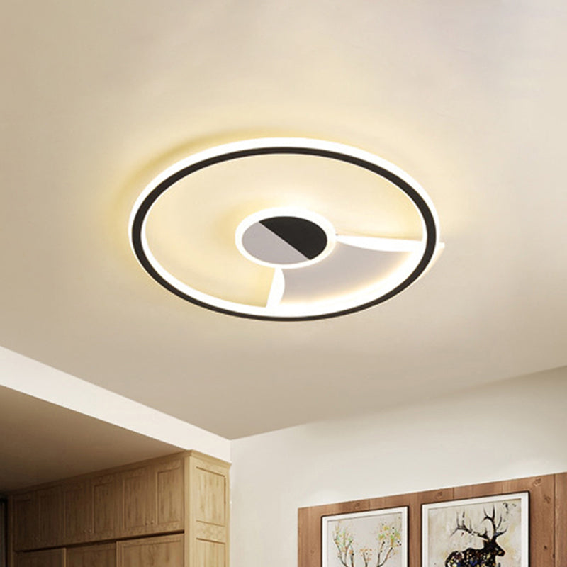 Simple Style LED Acrylic Flush Ceiling Light – Black/White, 16