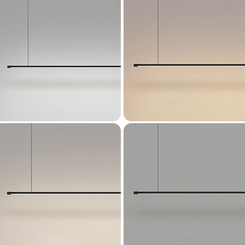 Lampe à suspension LED élégante pour îlot de bar de cuisine – Design minimaliste à tige fine, construction en métal, finition noire