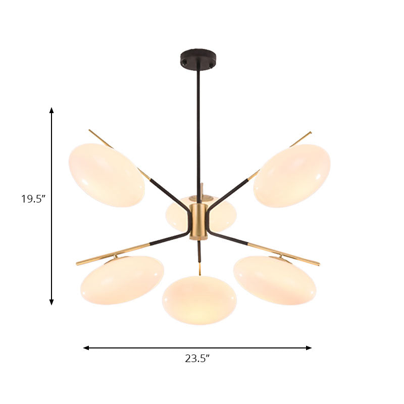 Modern Opal Glass Ellipse Pendant Light with 6/8 Lights for Living Room Ceiling