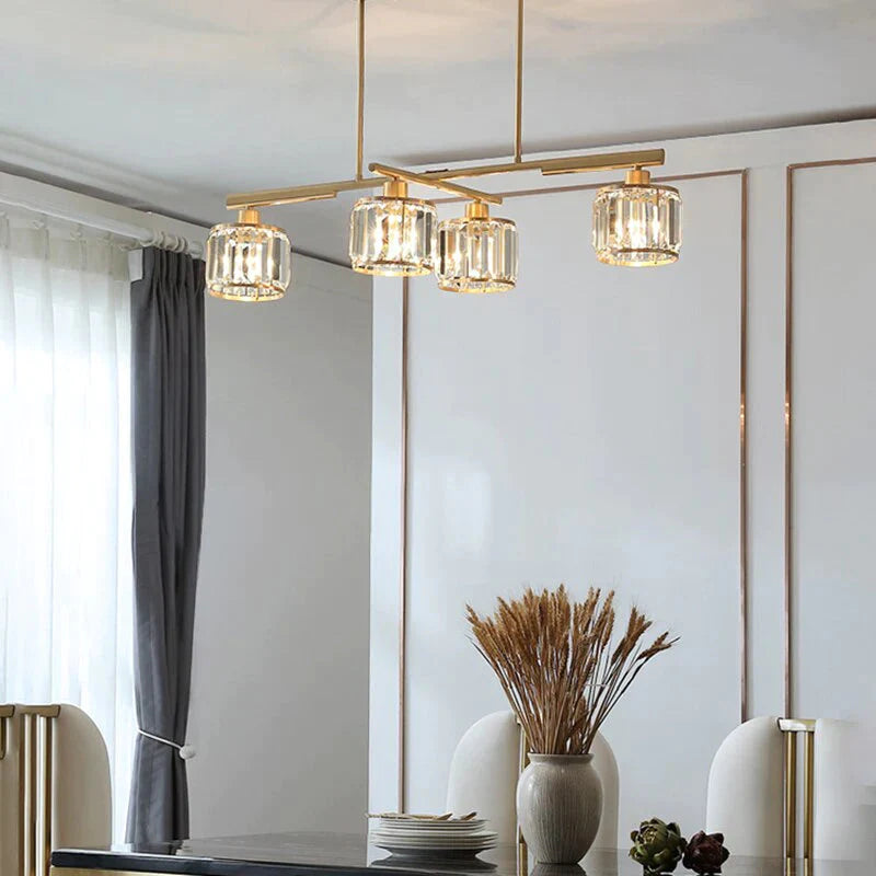 Luces de techo de cristal para dormitorio, lámpara de cobre de diseño moderno, lámpara Led para comedor, lámpara de techo para cocina, Lustre de cristal para sala de estar