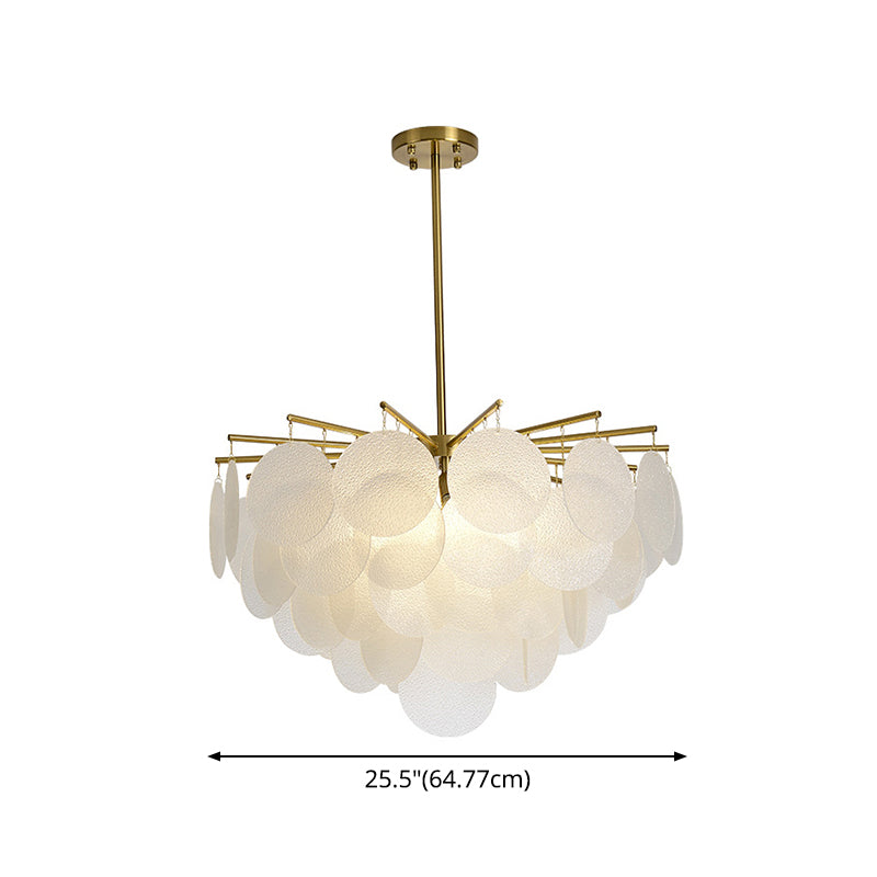 Skyla - Lampadario a sospensione moderna per sala da pranzo a dischi a strati in ottone-bianco