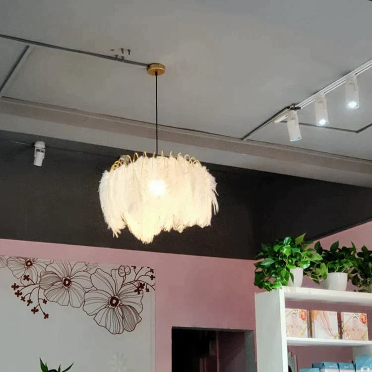 Nowoczesna nordycka wróżka z piórami żyrandol lampa wisząca Loft światła żywe zawieszenie oprawy oświetleniowe