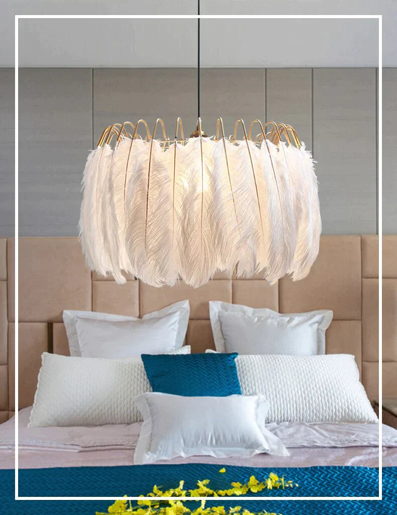 Lámpara de araña de plumas de hada nórdica moderna, lámpara colgante para Loft, luces, accesorios de iluminación de suspensión para sala de estar