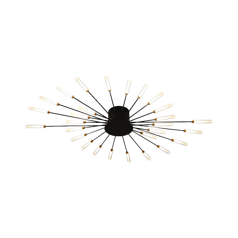 Lámpara de techo contemporánea negra/dorada con LED acrílico para dormitorio - Montaje semiempotrado (12/18/28 luces)
