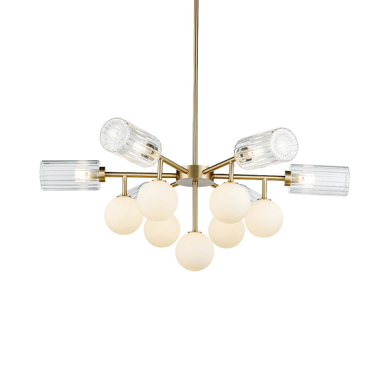 Elegant Brass Chandelier Light - Hanging G4 & G9 Glass - 13 Lights - Living Room Lighting