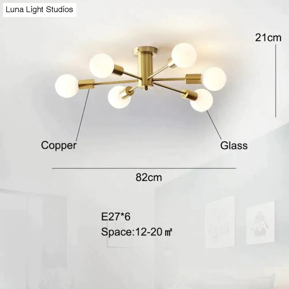 Plafonnier en cuivre moderne salle à manger en laiton plafonnier salon luminaires LED Lustres de cuisine lumières éclairage de plafond nordique chambre à coucher