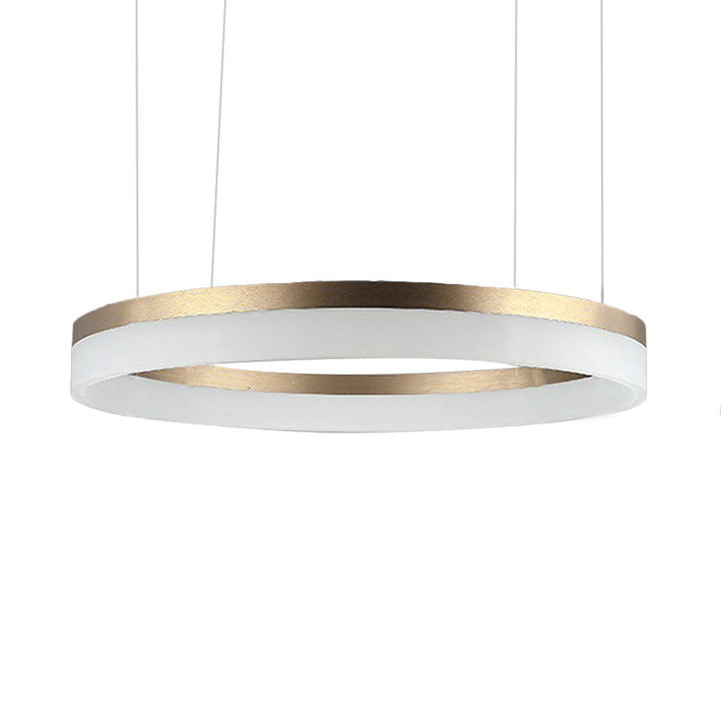 Modern Round LED Chandelier Pendant - Acrylic 1/2/3-Light Ceiling Light Fixture in Black/White/Gold - Warm/White Light