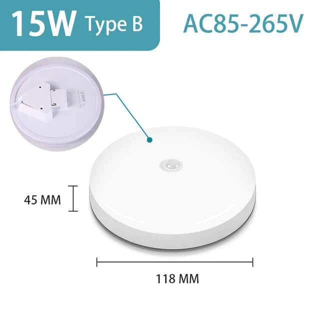 Plafoniere a Led Lampada Sensore di movimento intelligente Luce 12W 15W 18W 20W 30W 40W Lampade da soffitto Apparecchio di illuminazione notturna per la cucina