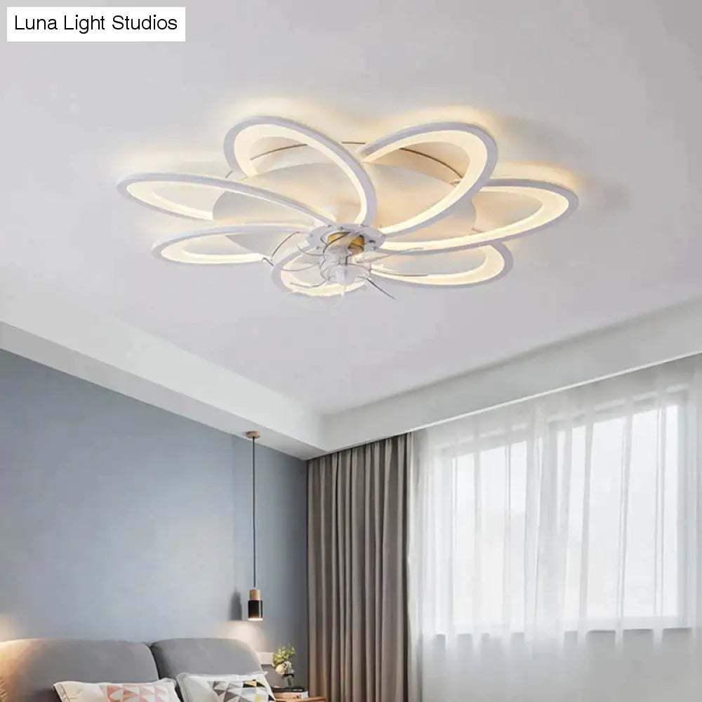 Nordic living room led creative smart windmill ceiling fan light