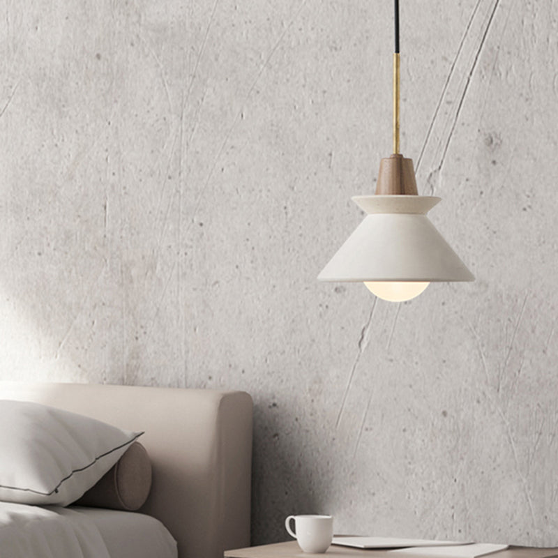 Schüsselschirm-Deckenleuchte Simplicity Cement Einzel-Hängeleuchte für Esszimmer in Weiß