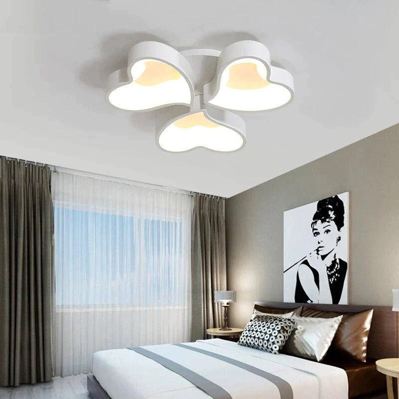 Plafoniere moderne a LED a forma di cuore per soggiorno, camera da letto, illuminazione interna, lampada da soffitto, telecomando, Dimmin