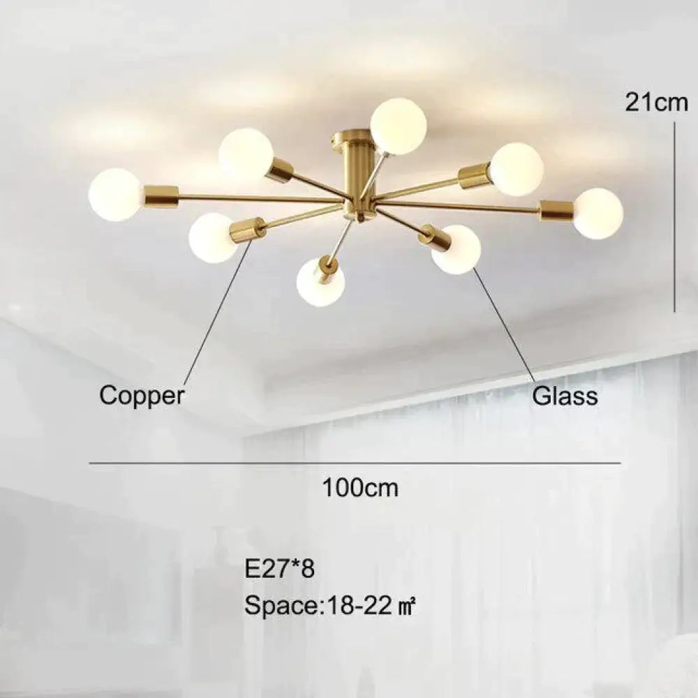 Plafonnier en cuivre moderne salle à manger en laiton plafonnier salon luminaires LED Lustres de cuisine lumières éclairage de plafond nordique chambre à coucher