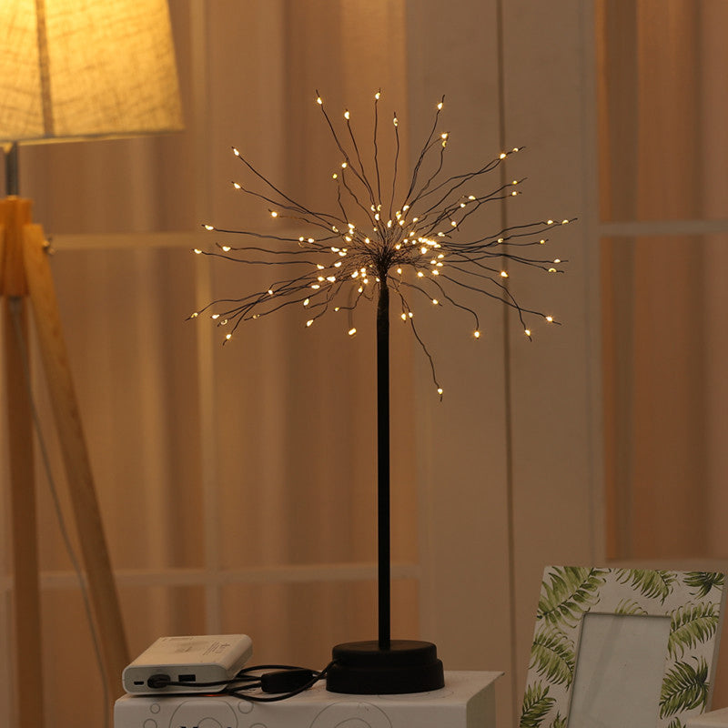 Metaliczna lampa stołowa Dandelion: czarne oświetlenie LED na szafkę nocną do sypialni