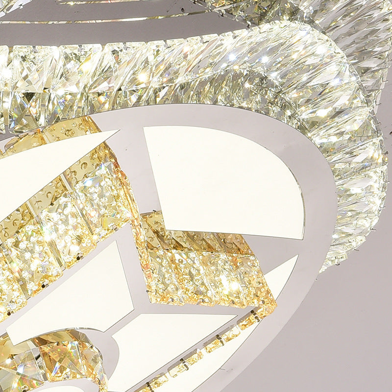 Modern LED Crystal Dome Flush Mount Ceiling Light in Chrome with Star/Gyro Pattern for Living Room - Stylish & Energy-efficient