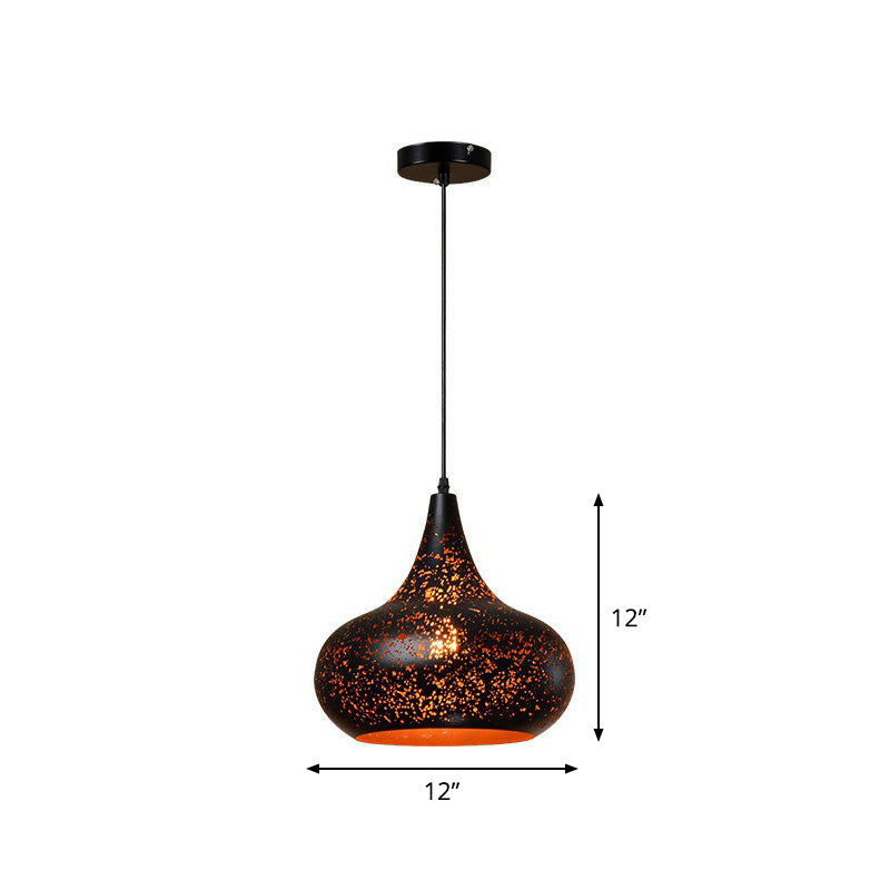 Ausgehöhlte Metall-Pendelleuchte, Retro-Hängeleuchte mit 1 Licht und schwarzem Finish für Restaurants