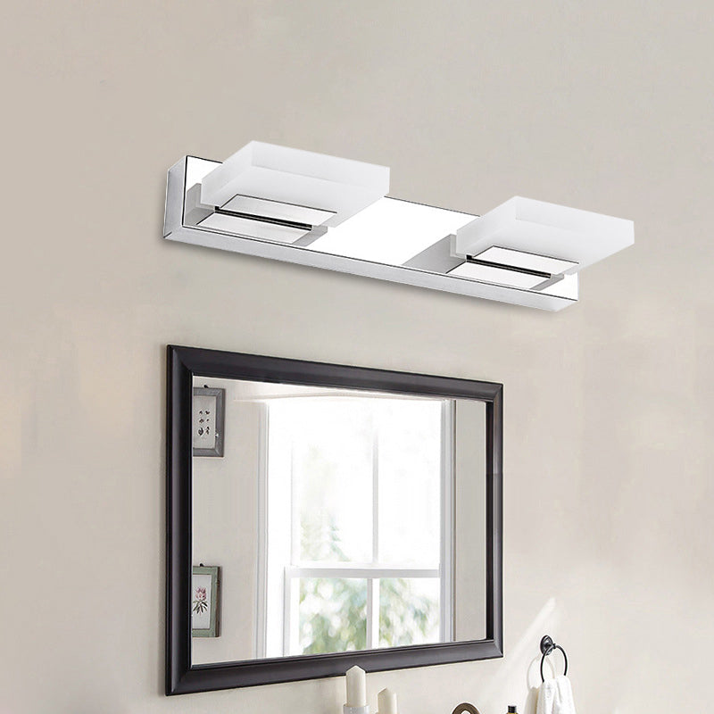 Aplique de pared cromado con pantalla acrílica de ladrillo para tocador de baño: elija entre 2/3/5 luces blancas cálidas
